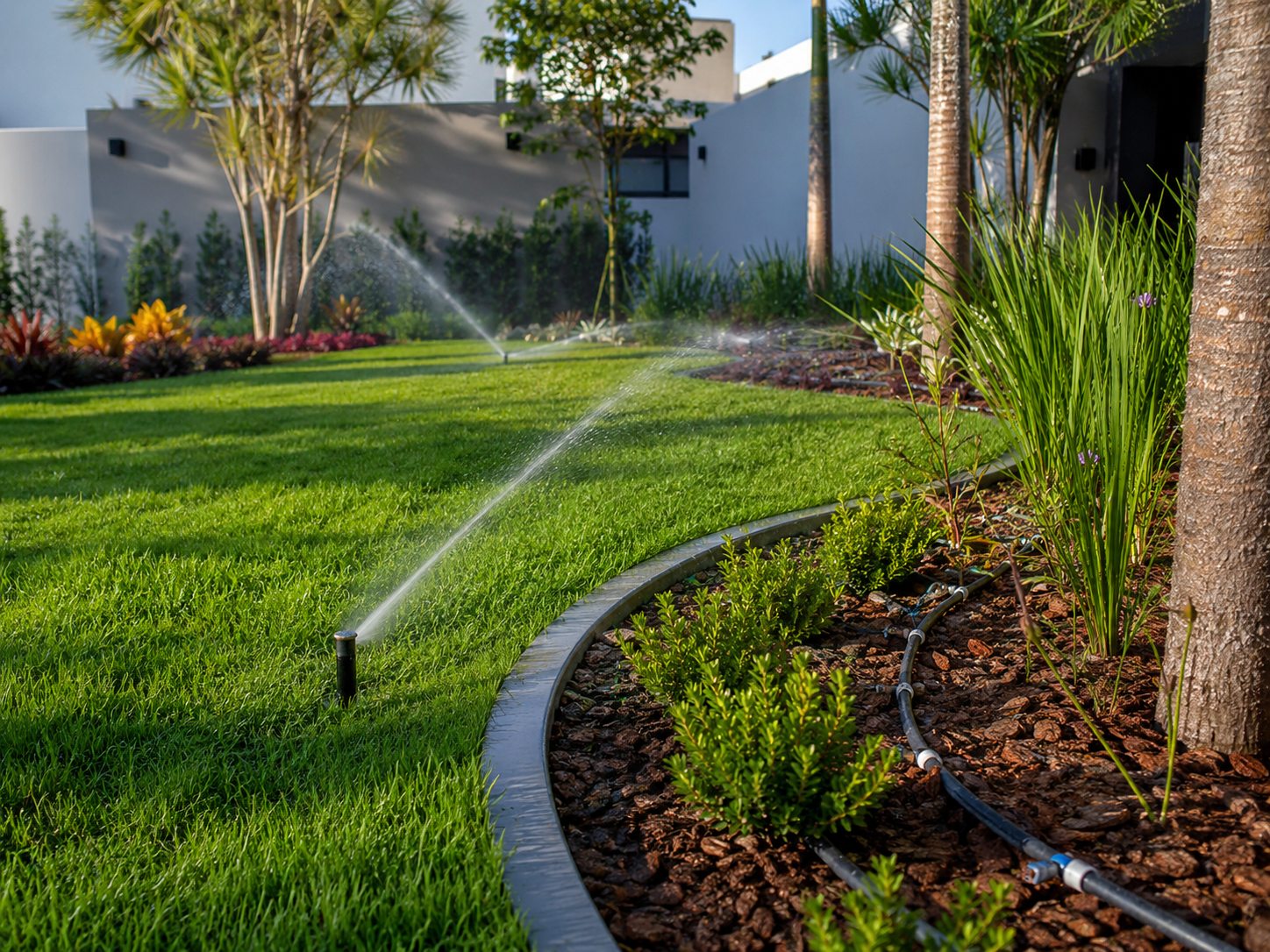 Sistema de irrigação automatizada em jardim
